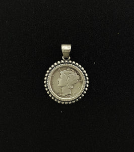 Mercury Head Dime sterling silver Bezel Pendant