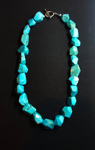 18 inches BIG CHUNKY Turquoise Necklace with toggle clasp