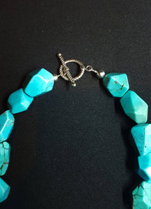 18 inches BIG CHUNKY Turquoise Necklace with toggle clasp