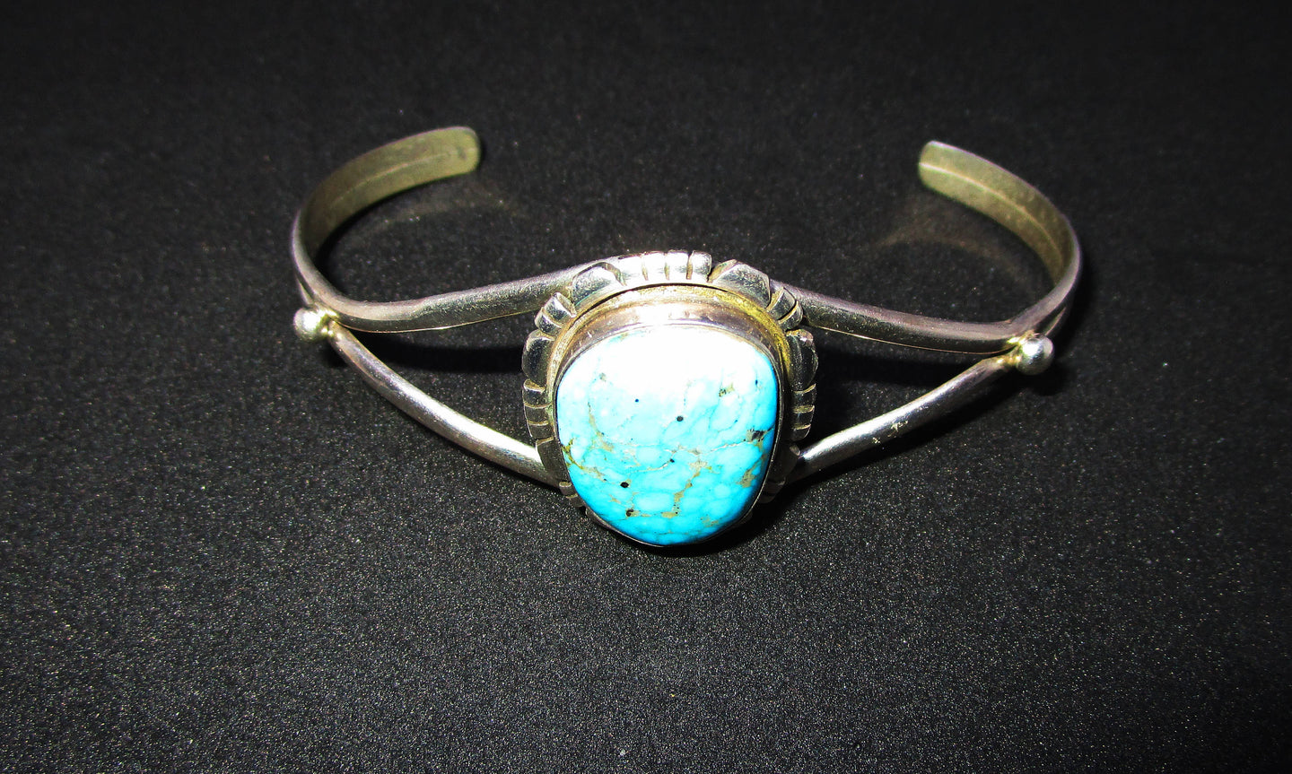 Vintage NAVAJO Signed Aron Johnson Turquoise and Sterling Silver