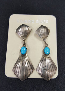 Sleeping Beauty Turquoise Sterling Silver post earrings - Vintage