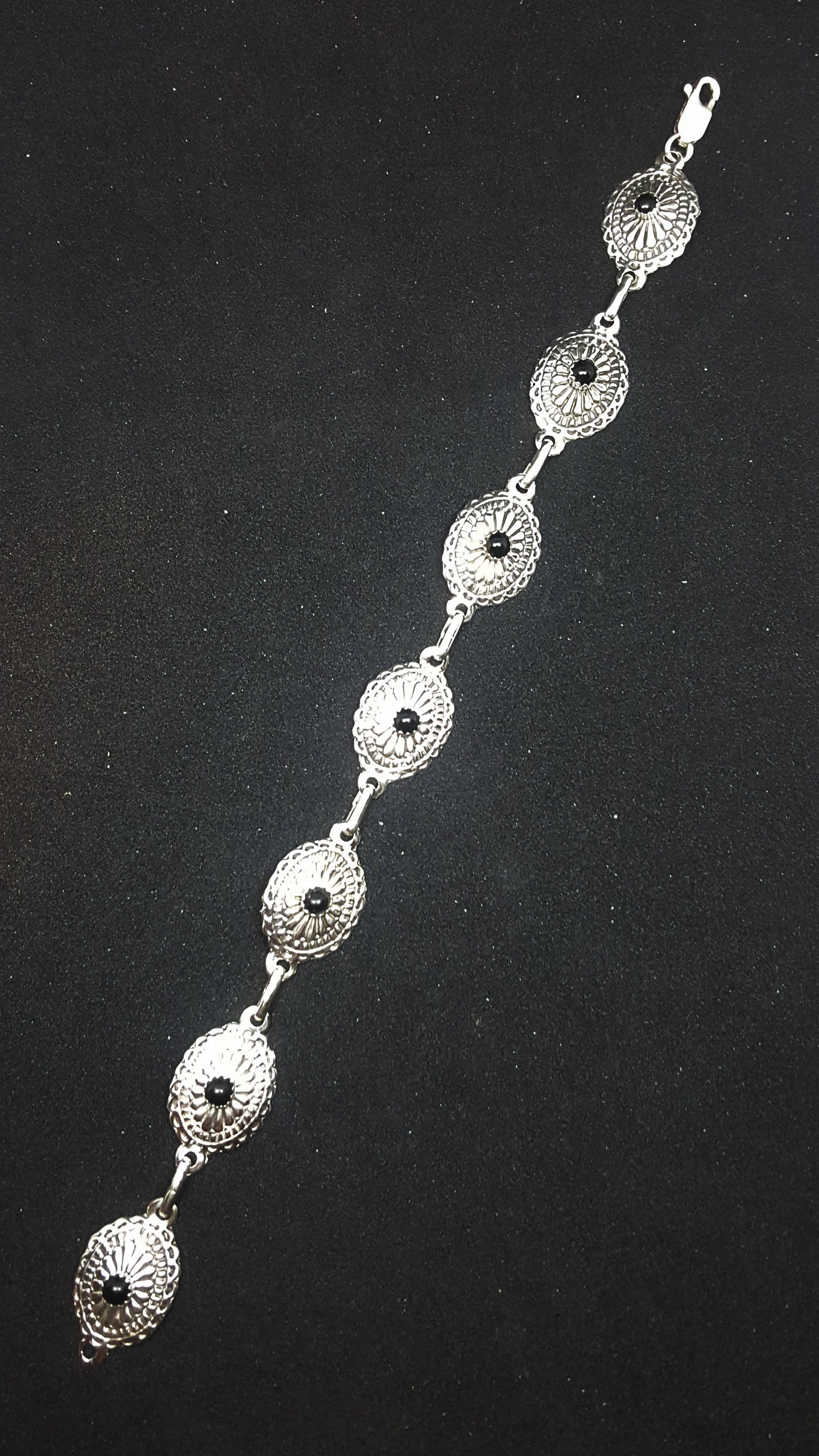 Sterling Silver Bracelet ~ Black Onyx Stone