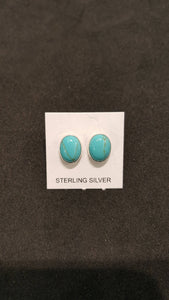 Kingman turquoise Oval stud earrings - sterling silver