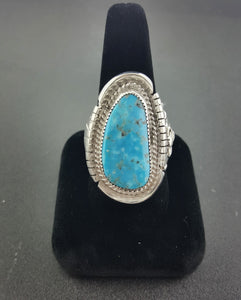 Vintage traditional Navajo sterling silver Natural Kingman turquoise Men's ring - size 14