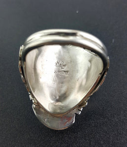 Vintage traditional Navajo sterling silver Natural Kingman turquoise Men's ring - size 14