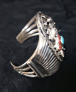 Sterling Silver Cuff Sleeping Beauty Red Coral