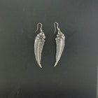 Navajo feather leaf flower dangle earrings-sterling silver