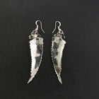 Navajo feather leaf flower dangle earrings-sterling silver