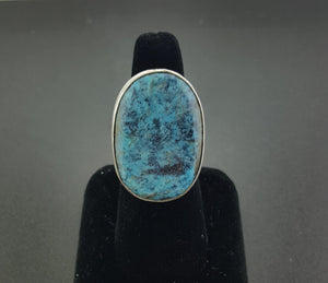 Big Natural Kingman turquoise sterling silver ring - size 9