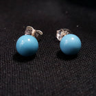 6 mm stone - sleeping beauty turquoise stud earrings - sterling silver