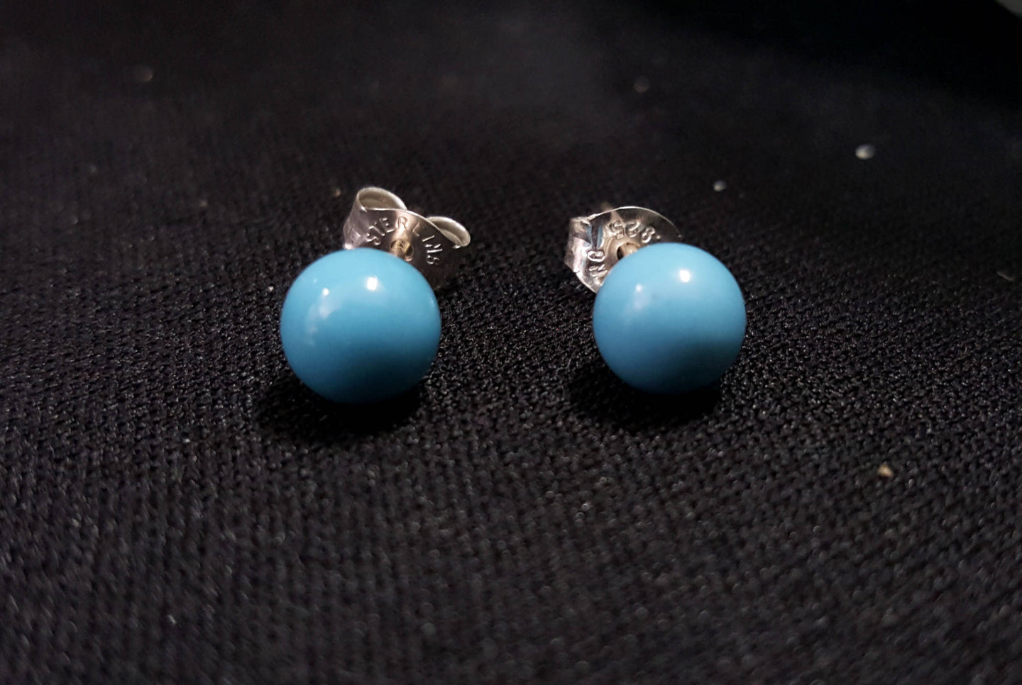 6 mm stone - sleeping beauty turquoise stud earrings - sterling silver