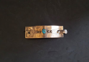 VINTAGE Navajo feather Kingman turquoise sterling silver hairpin hair stick fork hair accessory