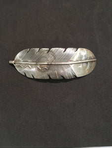 VINTAGE Feather Sterling silver hair clip