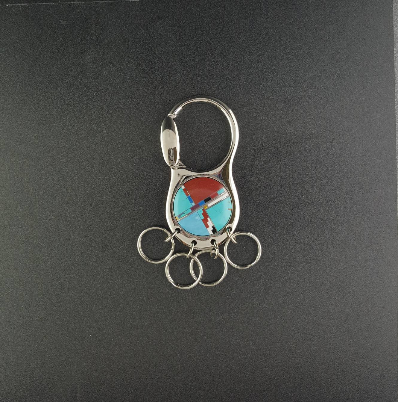 Inlay turquoise and multi stones key chain