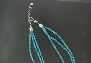 16 inches sleeping beauty turquoise beaded necklace - 3 strands