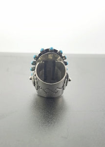 Vintage Navajo Concho turquoise ring - size 6