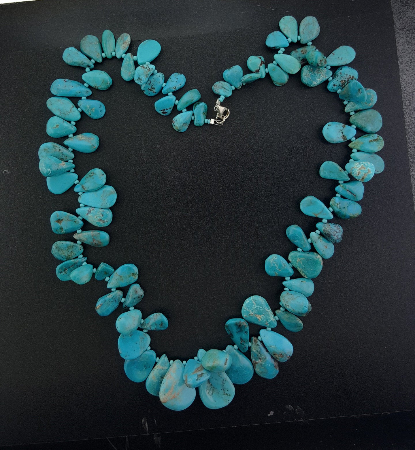 18 inches Natural Kingman turquoise teardrops necklace