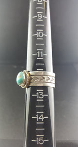 Kingman turquoise sterling silver ring - stamped by RE - size 12 - vintage