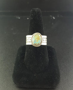 Kingman turquoise sterling silver ring - stamped by RE - size 12.5 - vintage