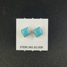 6 mm square Kingman turquoise Sterling silver stud earrings
