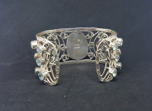Natural Larimar Blue Topaz sterling silver cuff bracelet