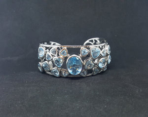 Natural Blue Topaz sterling silver cuff bracelet