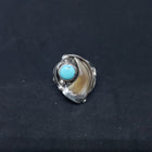 Navajo Badger Claw Kingman Turquoise sterling silver mens ring - size 13