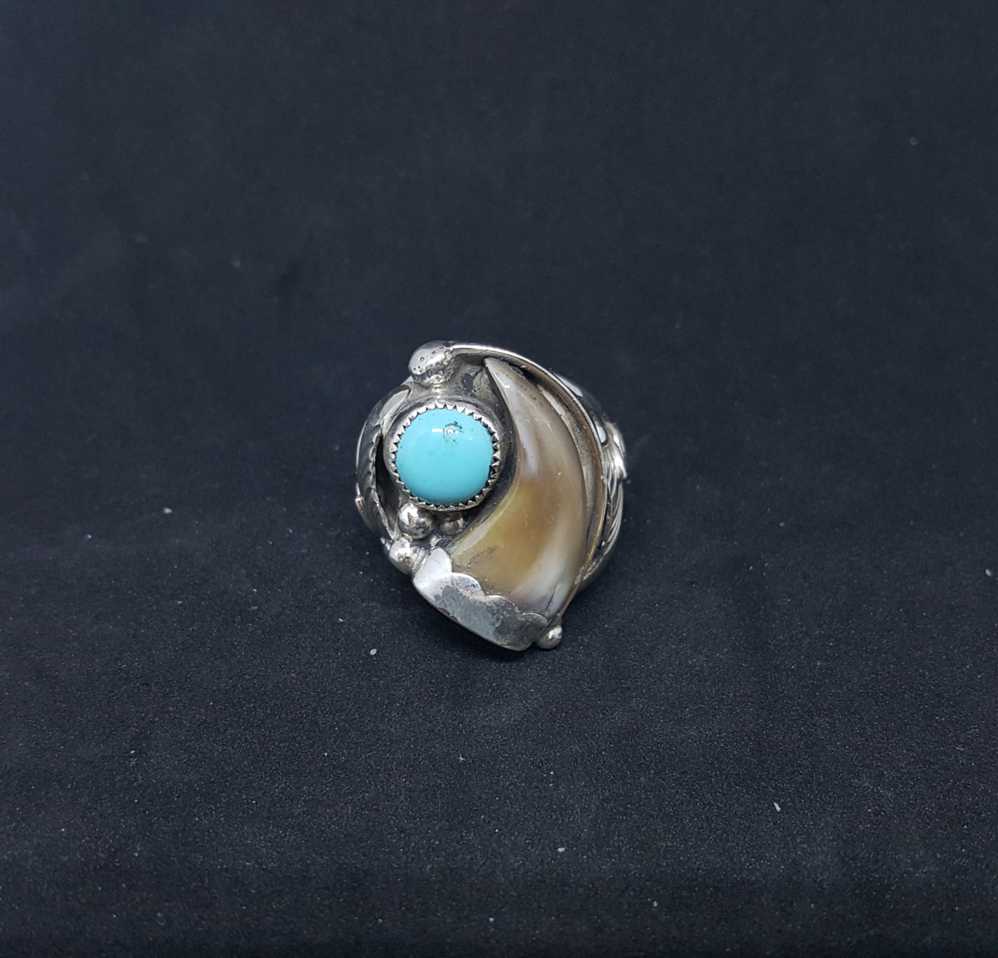 Navajo Badger Claw Kingman Turquoise sterling silver mens ring - size 13