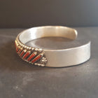 Zuni angle petit point Red Coral sterling silver cuff bracelet - vintage