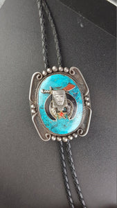 Native American Bolo Tie - Turquoise Vintage - sterling silver