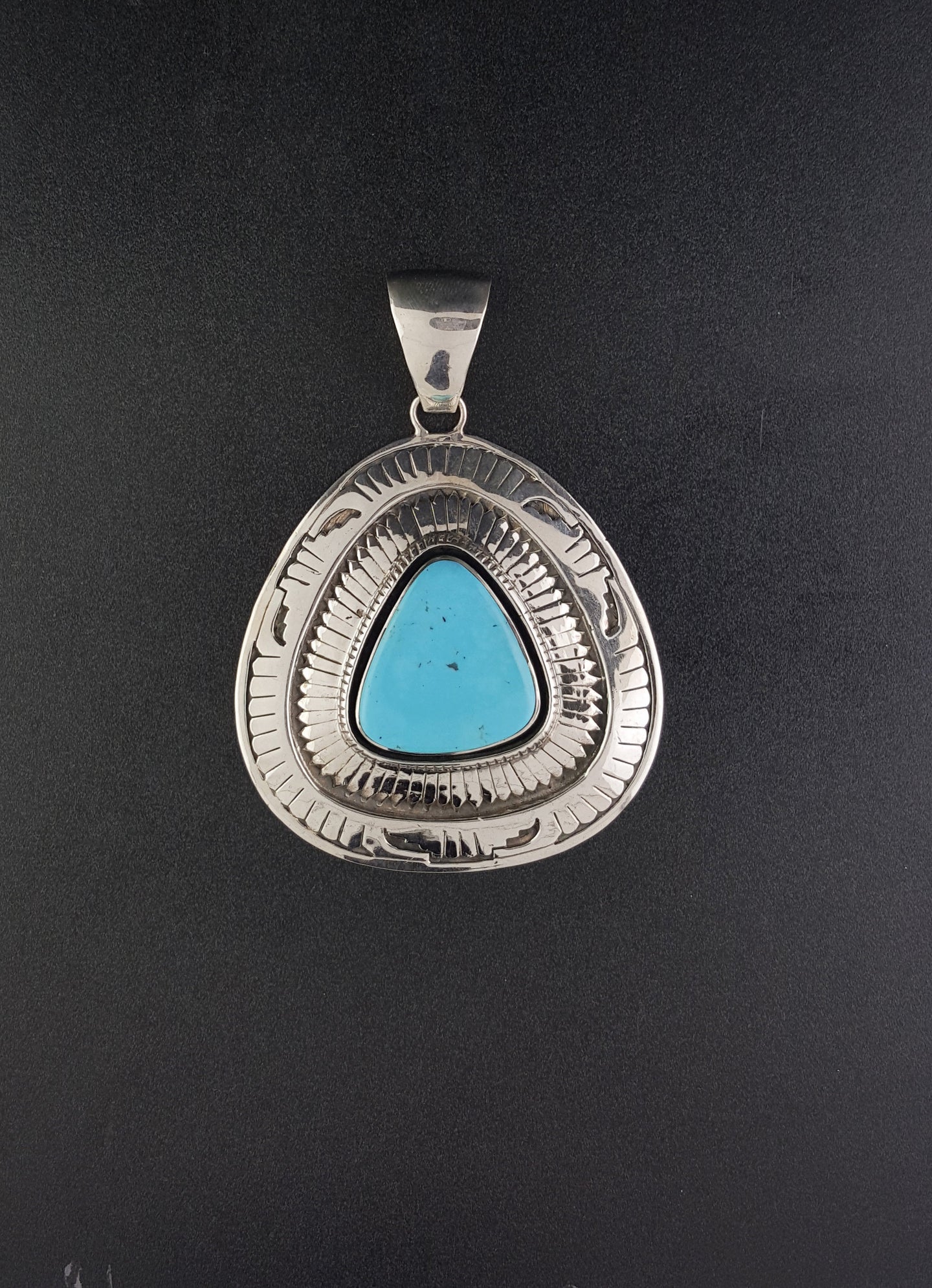 Big Navajo Kingman turquoise sterling silver pendant