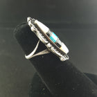 Navajo Mother of Pearl Turquoise Black Onyx sterling silver ring - size 5 - vintage