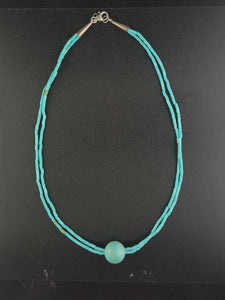 16 inches Kingman turquoise sterling silver beaded necklace