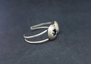 Vintage Double Shadow Box Turquoise Sterling Silver  Cuff Bracelet