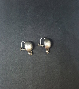 sterling Silver screw back earring- Navajo Silver Half dots VINTAGE