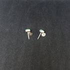 5mm round Green Fire Opal sterling silver stud earrings
