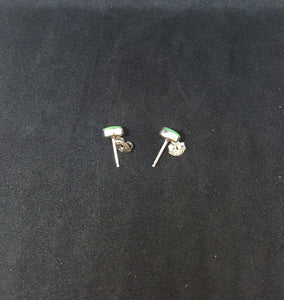 5mm round Green Fire Opal sterling silver stud earrings