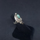 size 6 1/2 Vintage Royston turquoise Black Onyx Leaf Flower sterling silver ring