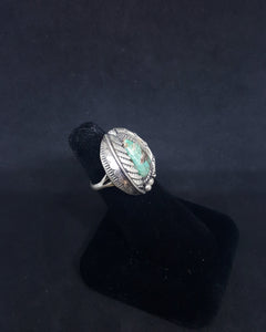 size 6 VINTAGE Navajo leaf Royston turquoise sterling silver ring