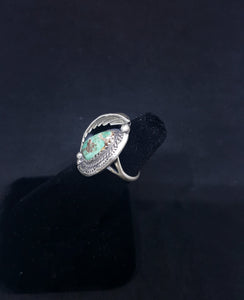 size 6 VINTAGE Navajo leaf Royston turquoise sterling silver ring