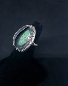 size 6 3/4 VINTAGE Navajo leaf Royston turquoise sterling silver ring