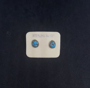 vintage Navajo Kingman turquoise sterling silver post earrings