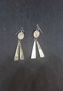 native american Navajo slab Kingman turquoise sterling silver dangle earrings - vintage