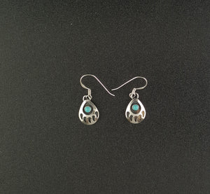 Bear Paw and Kingman turquoise sterling silver dangle earrings