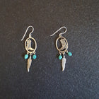 Southwest Boots Feather Kingman Turquoise sterling silver dangle earrings