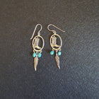 Southwest Boots Feather Kingman Turquoise sterling silver dangle earrings