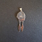 Navajo Native American Headdress shells carving with turquoise inlay feather Sterling Silver pendant and silver ring