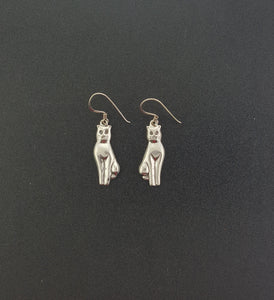 VINTAGE Cat sterling silver dangle earrings