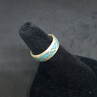 size 9 VINTAGE Micro Chip Inlay Turquoise sterling silver ring