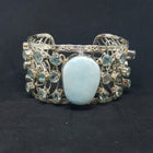 Natural Larimar Blue Topaz sterling silver cuff bracelet